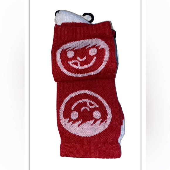Neff Crew Socks 1 Pair Men 6.5-12 Red w/ White Face Logo Skate Snowboard BMX NEW - Picture 8 of 12